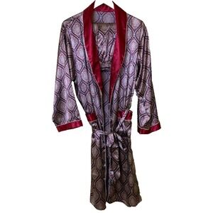 Men Striped Satin Pyjama SetLoungewear Pajamas Dressing Gown Robe Sleepwear